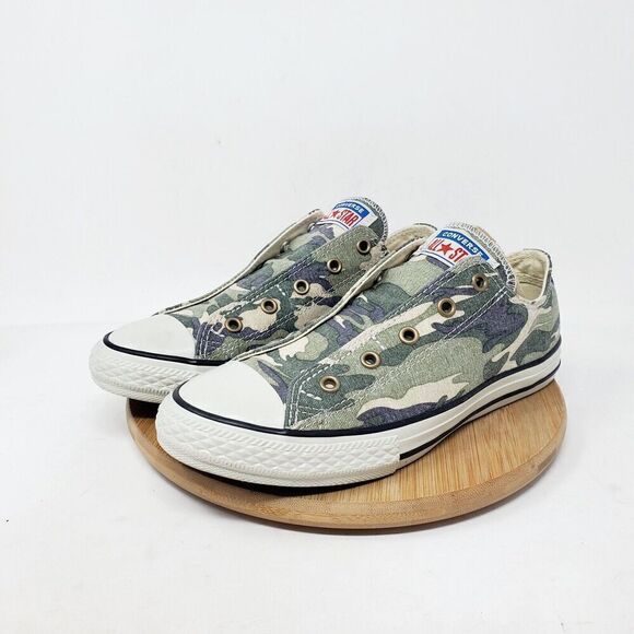 Converse All Star Kids 4‎ Shoes Camo Slip On Laceless Sneakers Junior Girls Boys - Picture 6 of 12